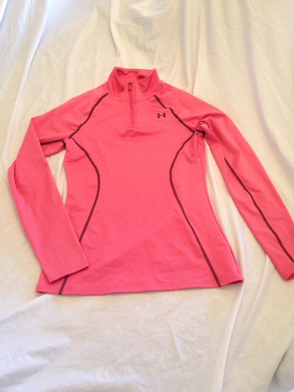 Under Armour 1/4 Zip Women's S Neon Pink Semi Fitted Performance Athletic Wear
